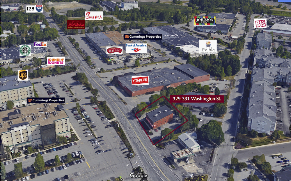 329-331 Washington St, Woburn, MA overhead map